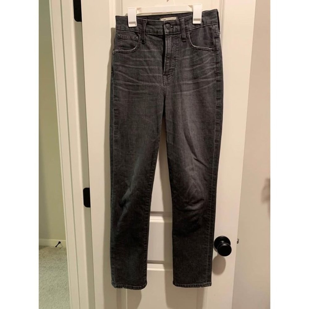 Madewell The Perfect Vintage Crop Jeans Womens 25T Gray Black High Rise 29x26